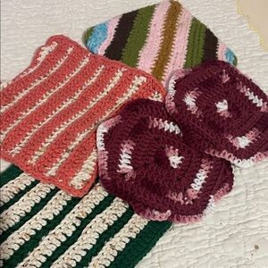 Handcrafted Multicolor Crocheted pot holders  Set